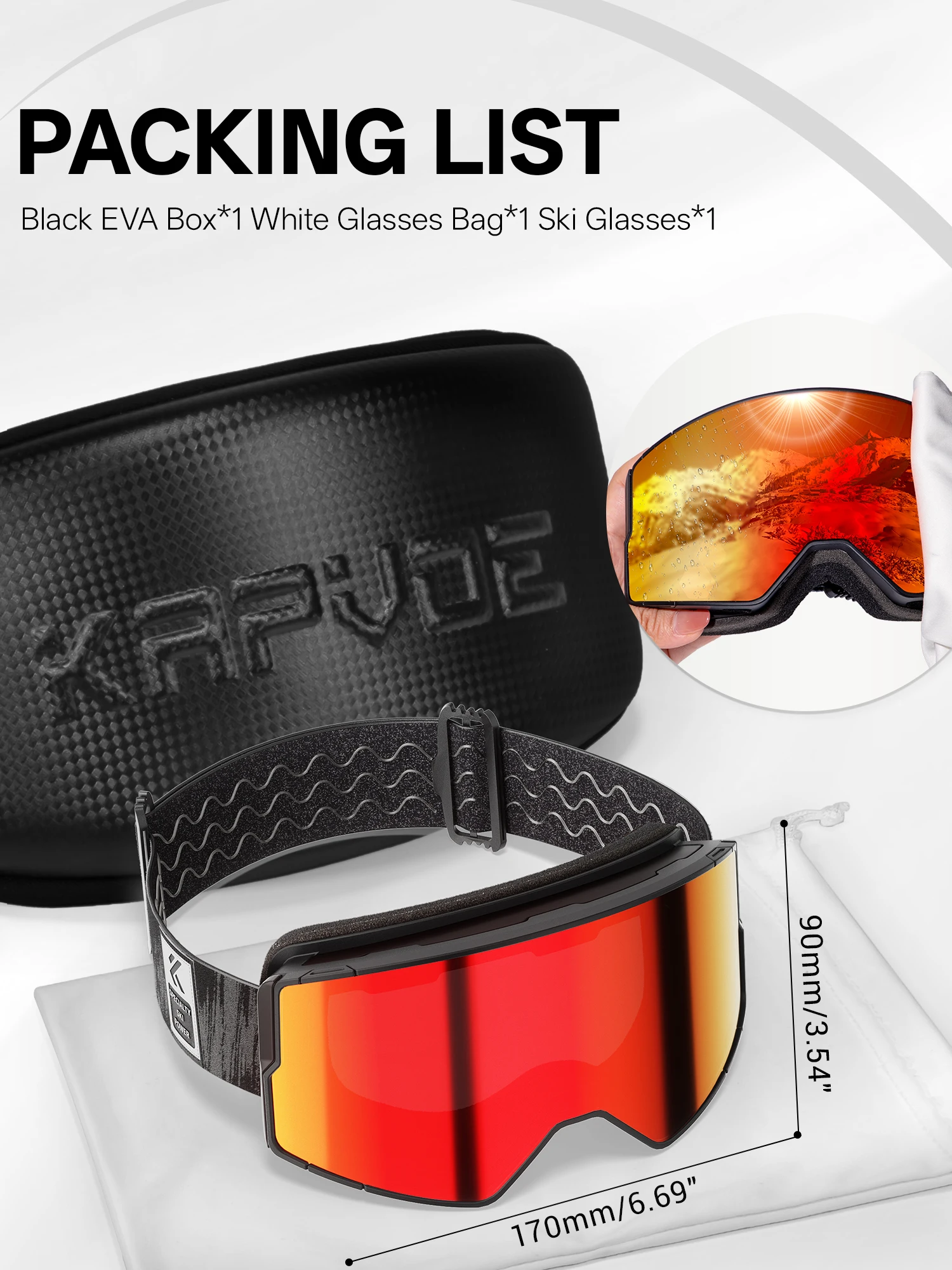Kapvoe Photochromic Snow Goggles Ski Snowboard Anti-Fog Mask for Men Women Eyewear UV400 Protection Glasses Snowmobile Winter