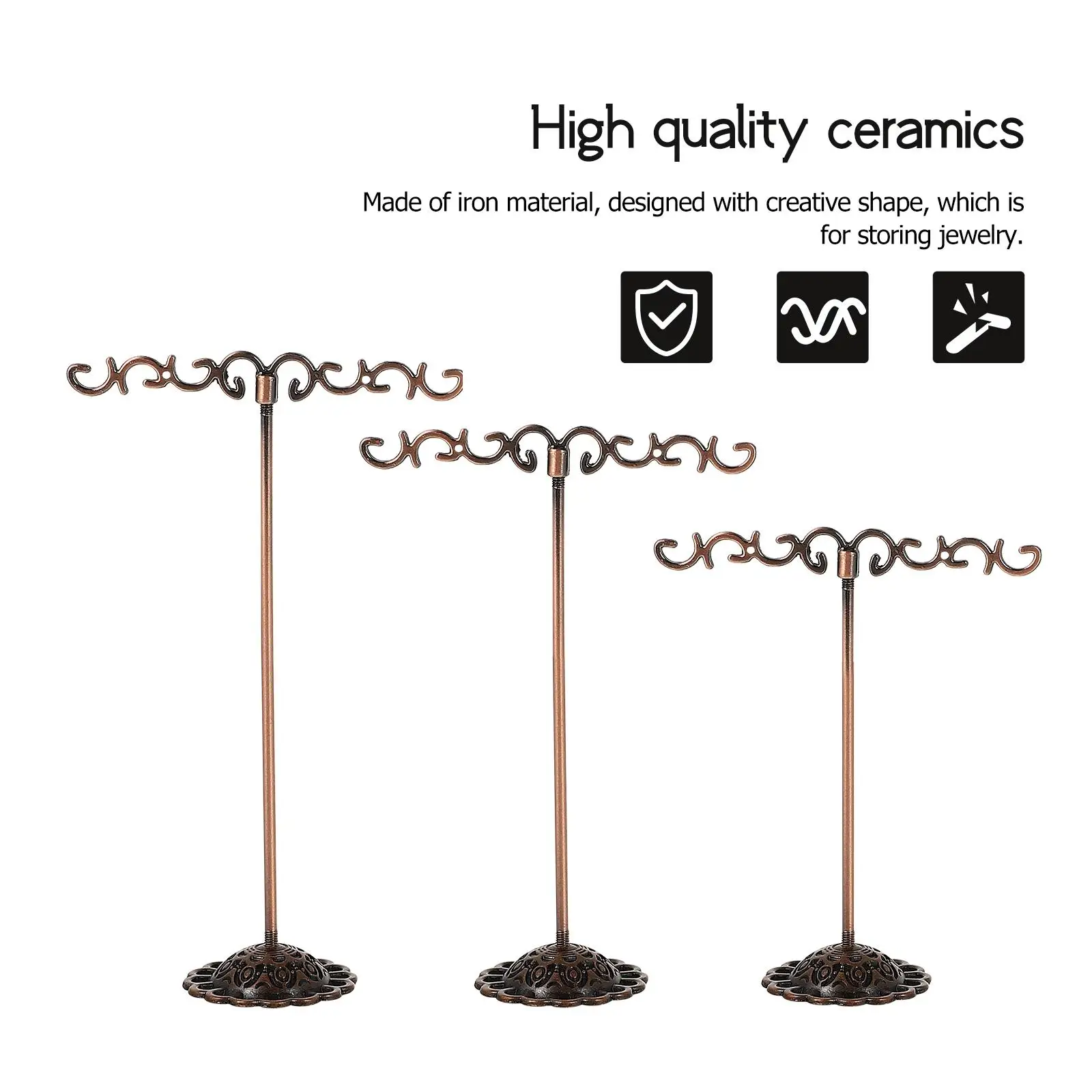 3 Pcs Earring Necklace Display Rack Steady Base Jewelry St Storage Desktop Showroom Home Practical Desktop Adornment Gift