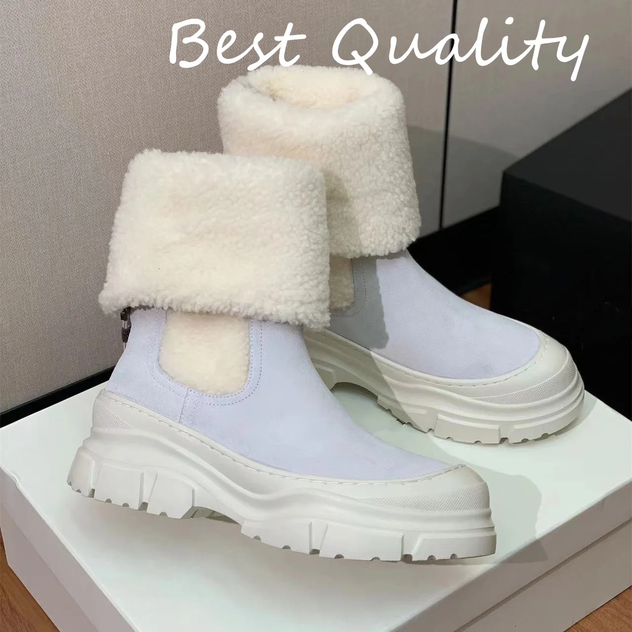 

2024 Summer Women's Long boots Plush lining for warmth Snow boots made of genuine leather fabric Flat anti-skid material