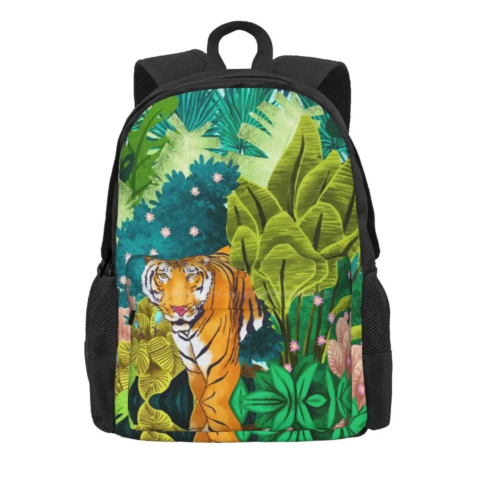 Dschungel Tiger heißen Verkauf Schult asche Rucksack Mode Taschen Aquarell Dschungel Wald Tiger Wildtier Wildnis Natur botanisch