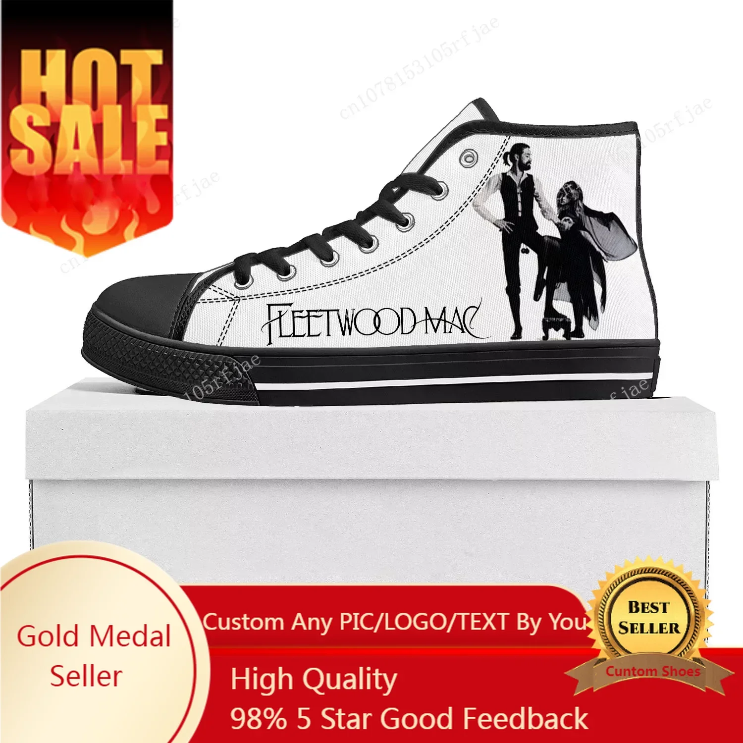 

Fleetwood Mac High Top High Quality Sneakers Mens Womens Teenager Canvas Sneaker Couple Shoe Rock Band Custom Shoe Black