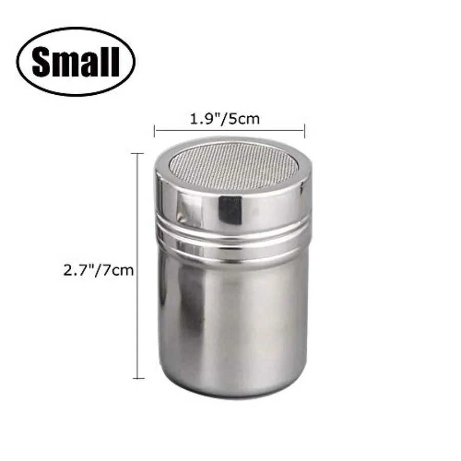 Set of 3Pcs Powder Sugar Shaker with Lid, Stainless Steel Fine Mesh Shaker, for Sifter Cocoa, Cinnamon Powder, Icing Sugar, Cho