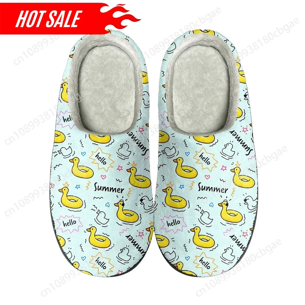 

Hot Cartoon Duck Graphic Home Cotton Custom Slippers Mens Womens Sandals Plush Fashion Casual Keep Warm Shoes Thermal Slipper