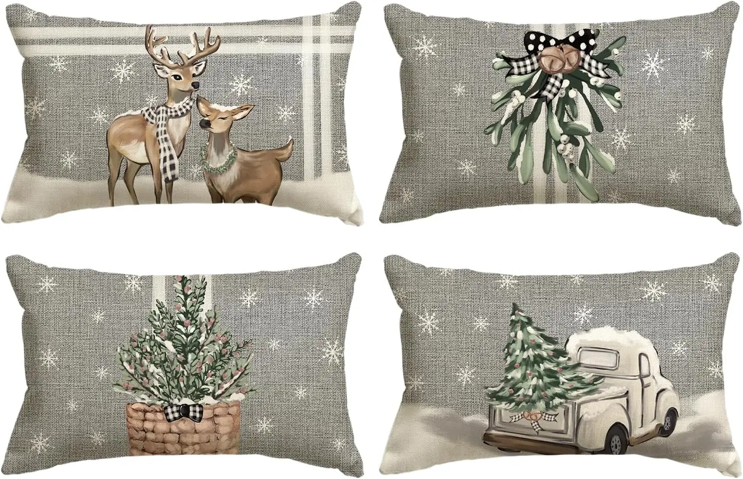 

Christmas Tree Reindeer Stripe Gray Pillow Pillowcase 30x50cm Winter Holiday Cushion Cover Sofa Sofa Decoration