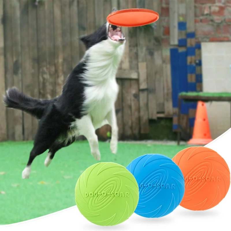 

1pcs Soft Flexible Rubber Flying Disc Dog Toys many Colors Floating Foldable Flyer Disc Interactive Training Pet Dog Supplies