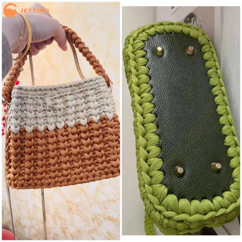 1Pcs Handmade Rectangular 28 * 10cm Bottom For Knitted Bag PU Leather Pad Handcraft Bag Base With Holes DIY Crochet Bag Bottom