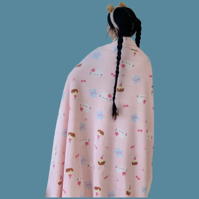 

New printed milk wool lamb wool blanket double-sided cute cartoon office lunch break blanket student dormitory blanket