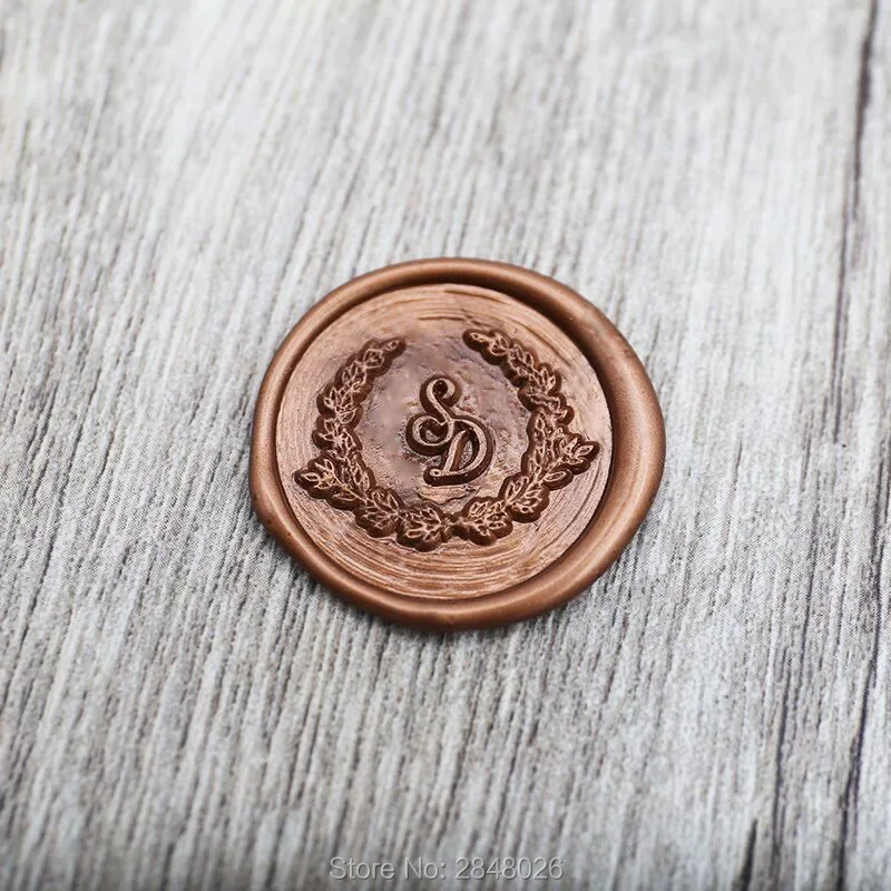 Custom Rustic Initials  with Wreath wedding wax ,Custom Wax Seal Stamp Kit,personalised wedding invitation s,wedding gift,