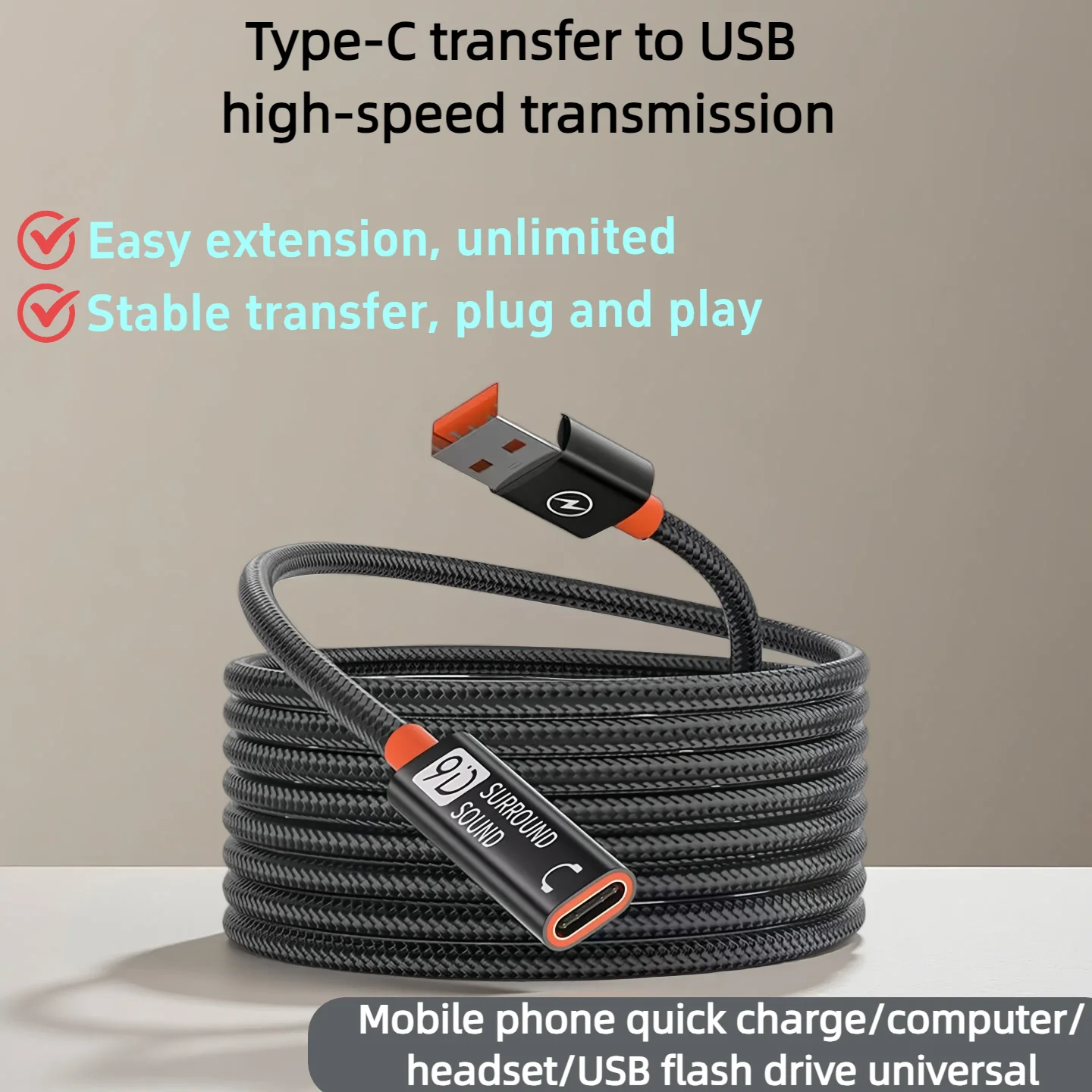 2pcs USB 3.0 Extension Cable Male to Female- High-Speed Extender for PC/Laptop/Hard Drive, Backward Compatible with USB 2.0