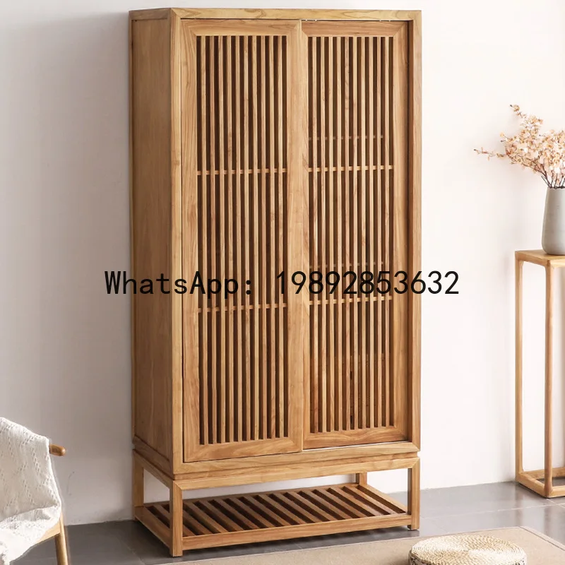 

CZ Wardrobe for Home Bedroom Old Elm Wood Guesthouse Inn Sliding Door Closet Wooden New Chinese Style Small Cabinet