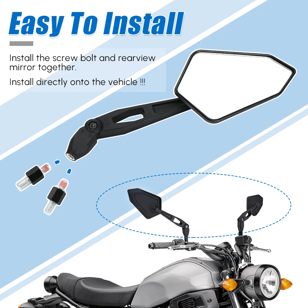Durable Motorcycle Rearview Mirror Kit For Spiegel Paar Honda Yamaha Kawasaki Maverick Booster M10 Enduro KTM Suzuki Black image 3