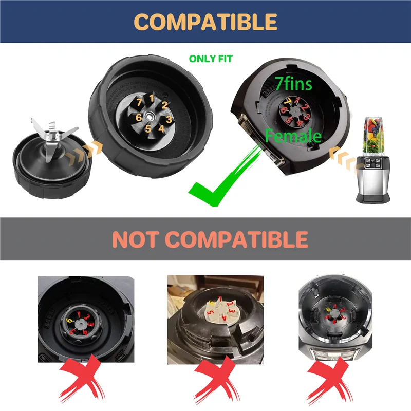 A67Z 7 زعانف خلاط شفرة جزء عصارة حالة خلاط قطع الغيار الجمعية استبدال ل نوتري نينجا برو السيارات الذكاء عصارة حامل سكاكين