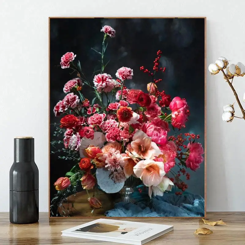 Decompression DIY Digital Oil Painting Filled Flowers Rose Series Decorative Paint By Number with Frame