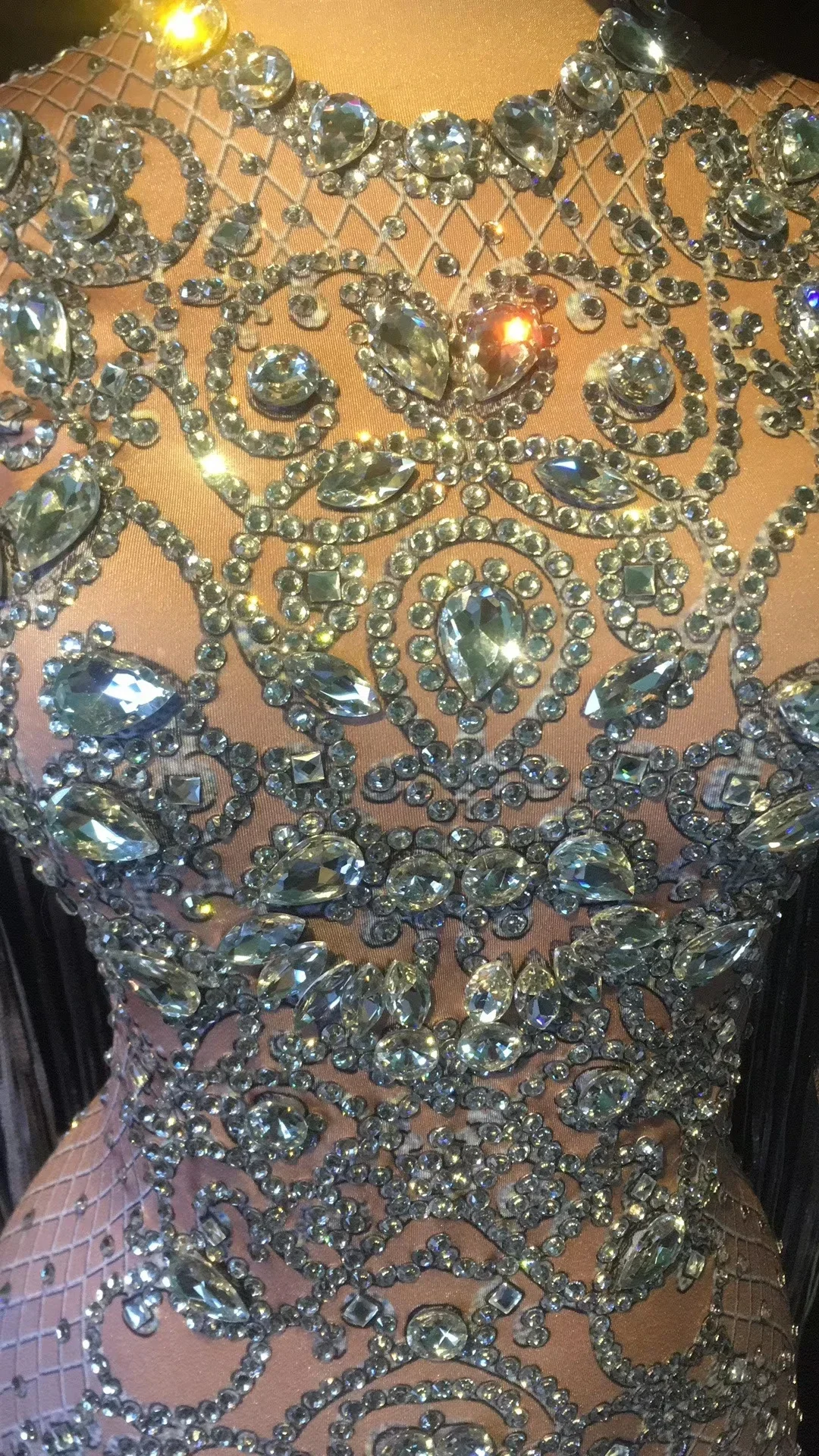 Kristallen Lange Kwast Party Bodycon Jurk Vrouwen Lange Mouwen Prom Bruiloft Vloerlengte Strass Jurk Zanger Stadium Jurk