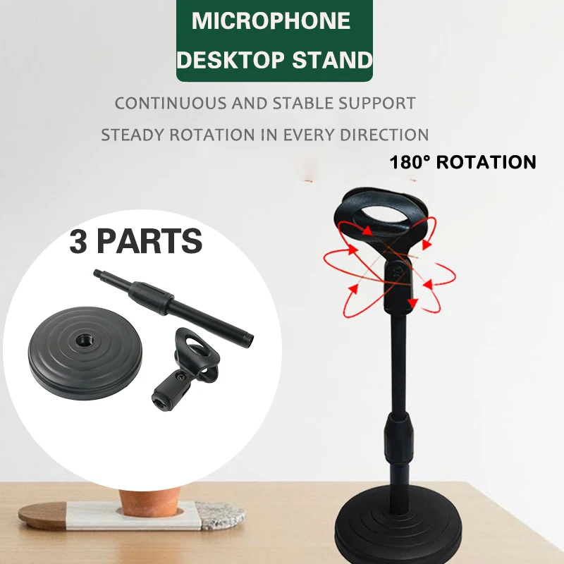 Microphone Desktop Stand with Adjustable Lifting and Weighting Disc Base Shockproof Network Live Broadcast Mic Stand Accessories