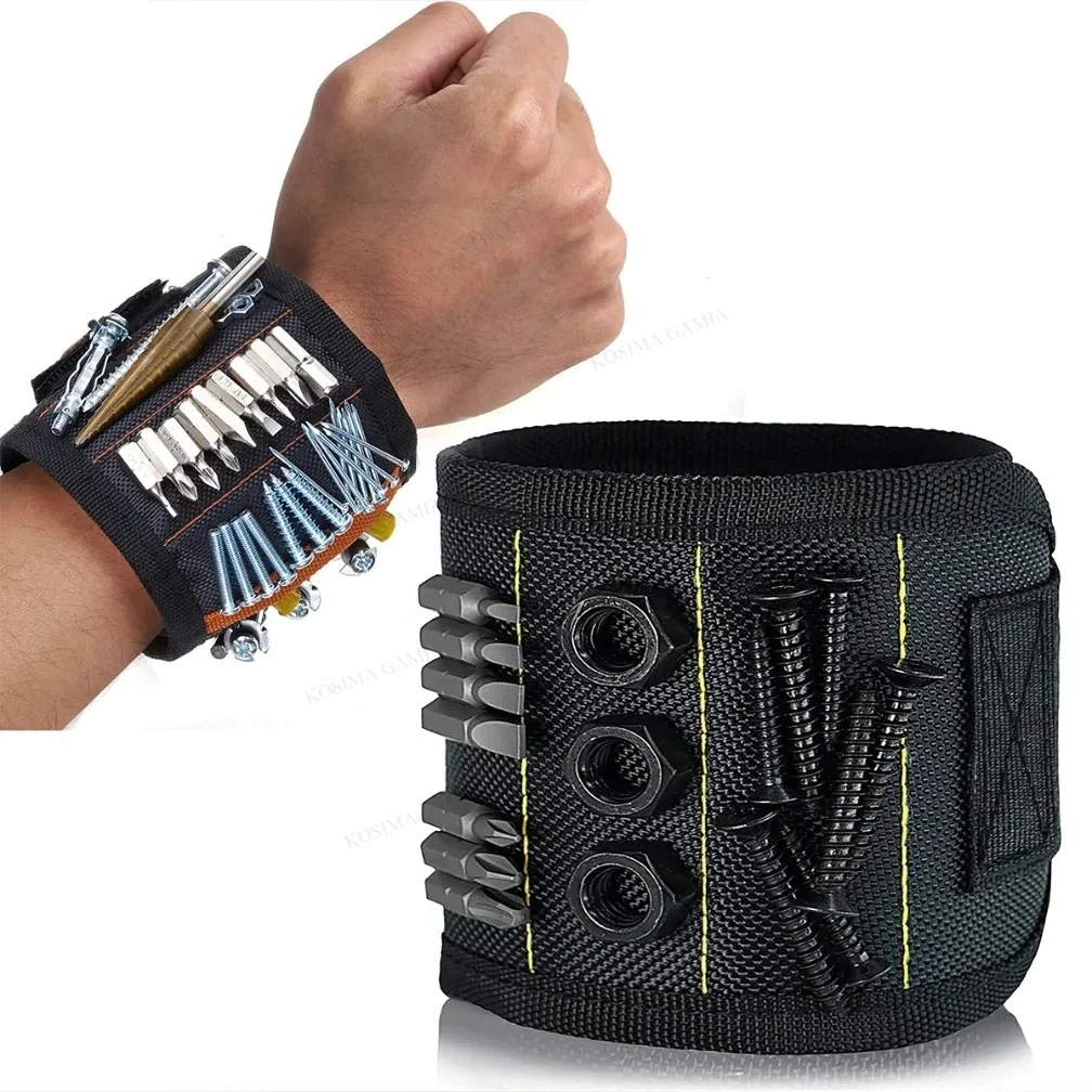 

5 Rows 10/15 Magnets Powerful Magnetic Tool Magnetic Wristband Secure Screws Nails Drill Bits Wrist Tool Kits Parts