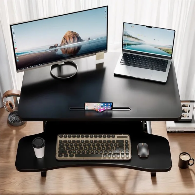 自由に調整可能な二層収納ラック、炭素鋼製コンピュータースタンド、垂直ワークベンチ、ノートパソコン折りたたみスタンド