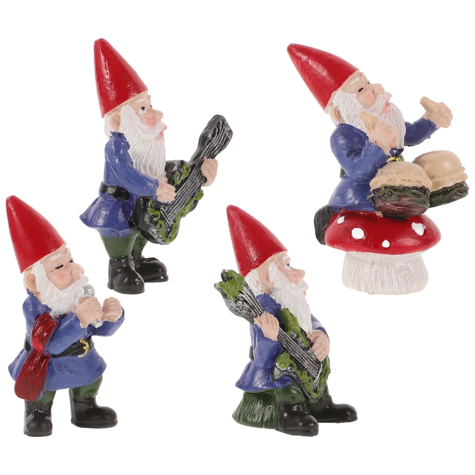 

4Pcs Music Band Gnome Statues Crafted Resin Sculptures Lightweight Courtyard Lawn Decor Xmas Special Days Presents