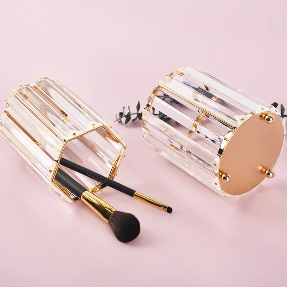 

Hexagonal Vase Pen Container Golden Nordic Design Wear Scratch Resistant Pencil Organizer Eyebrow Holder Home Office