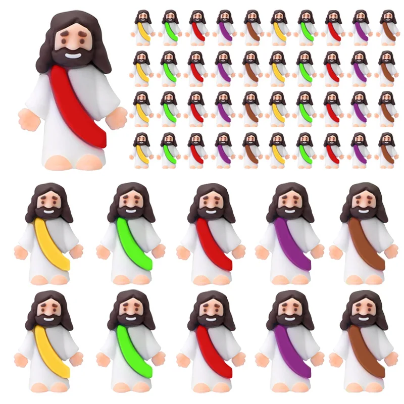 10/20/30 Stück Mini-Jesus-Statuen-Set, mehrfarbige Jesus-Figuren für Taufe, Gastgeschenke, Weihnachten, Ostern, Party-Dekoration, Tischdekoration – Detail 2
