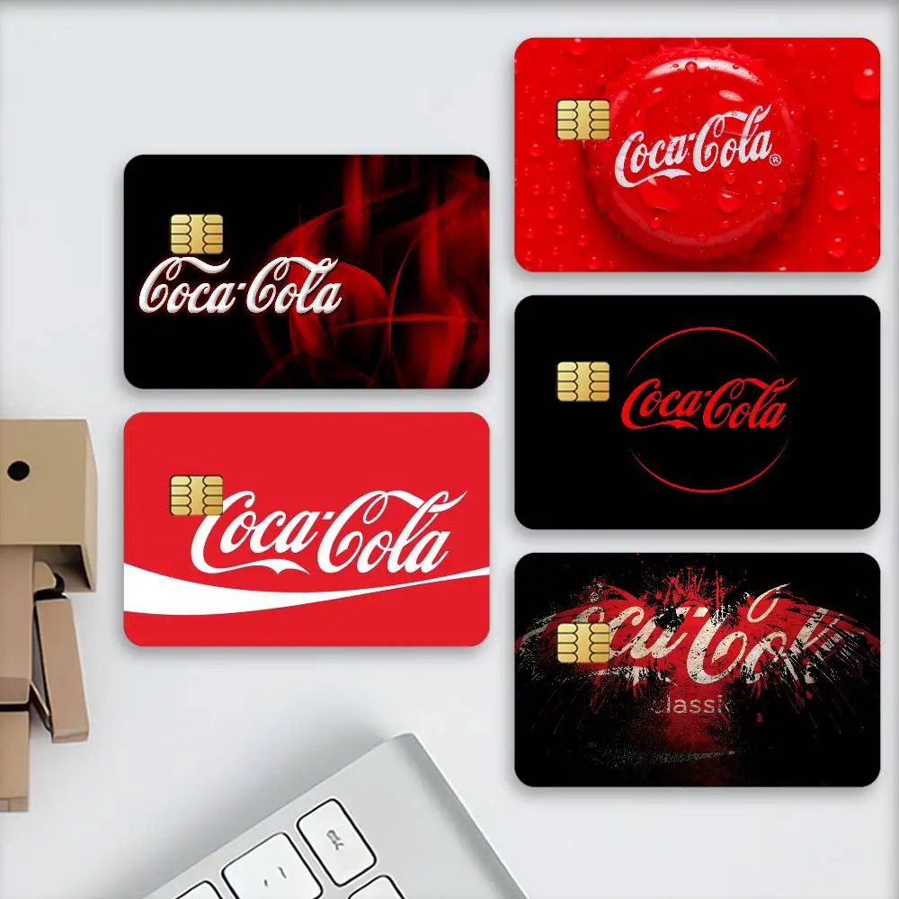 Pegatinas decorativas para tarjetas de crédito con logotipo de C-Coca C-Cola, adecuadas para tarjetas bancarias, transporte público, regalo antiarañazos, 4 Uds.