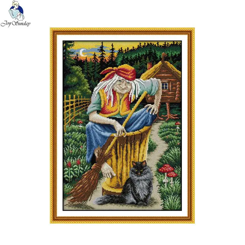 Joy Sunday Character Print Cross Stitch Set 14CT 11CT Counting and Stamping Needle Thread Embroidery Kit DIY Home Decor Gifts