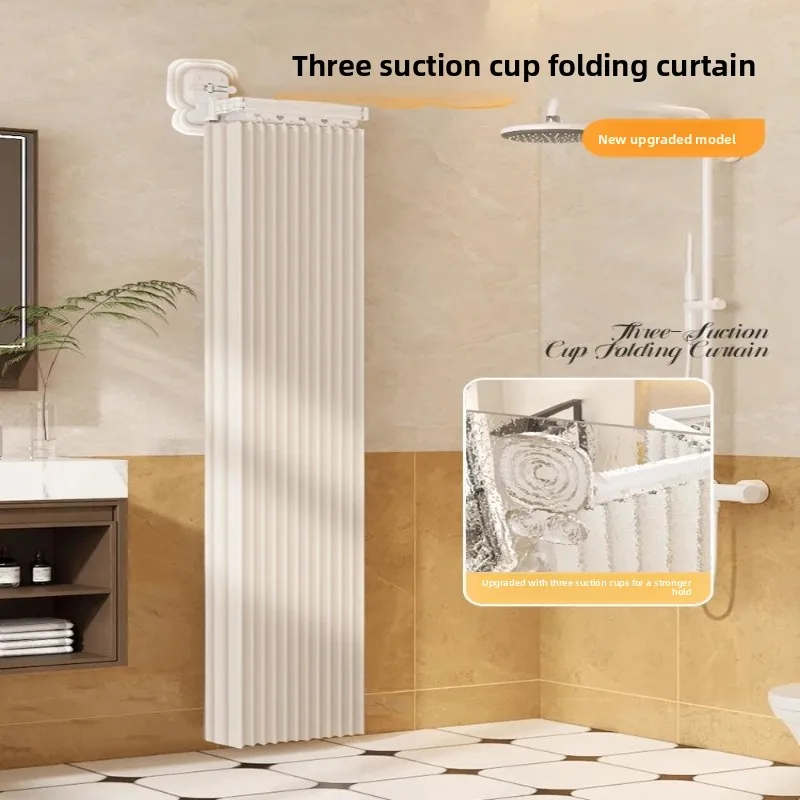 

Shower Curtain -Suction Cup Bath Liner with Hooks Waterproof Shower Curtain for Bathroom Adjustable Length&Mold-Resistant Fabric