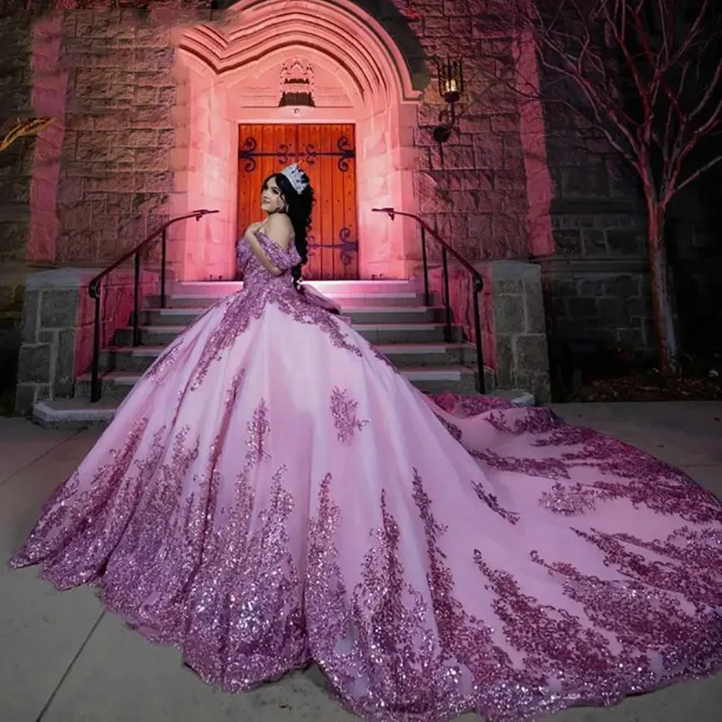 Purple Tulle  Quinceanera Dresses  Vestidos de 15 años Birthday Party Ball Gown Plus Size Women vestidos para mujer