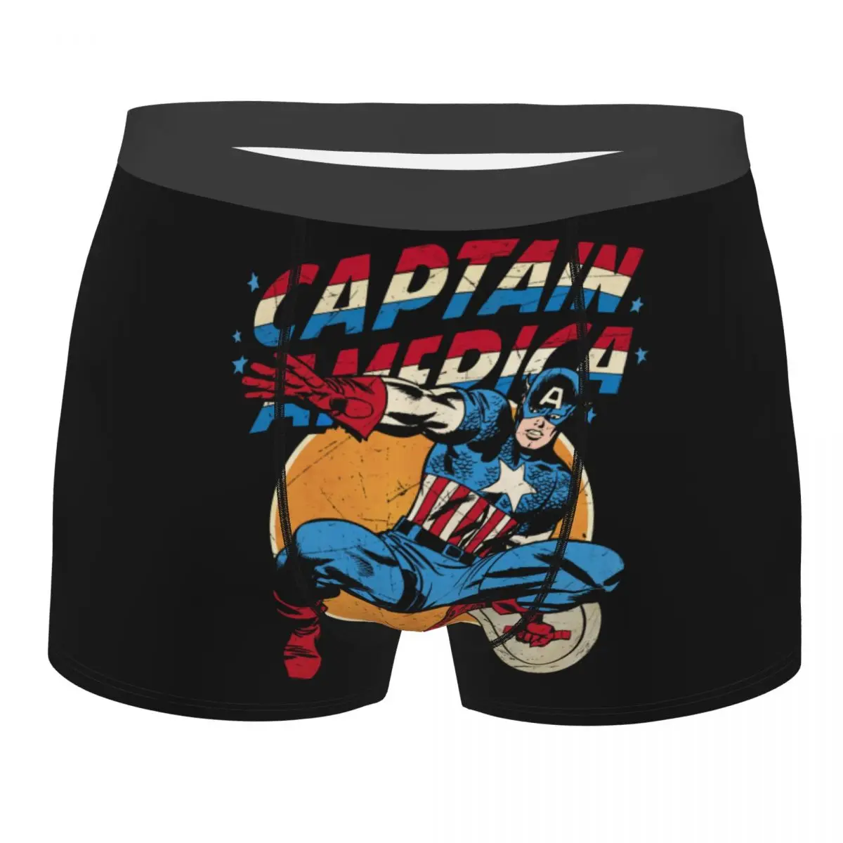 Custom Captain America Vintage Underwear Men Breathable Boxer Briefs Shorts Panties Soft Underpants For Male