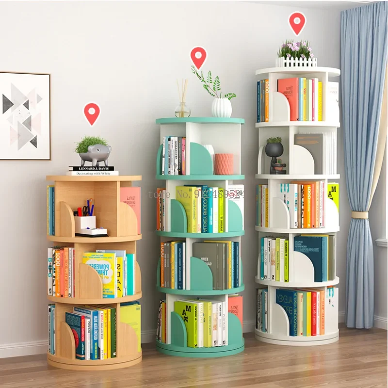 Rotating Bookshelf 360 Degree Bookcase Home Floor Shelf Simple Multi-layer Creative Household Student Picture Storage Book Shelf