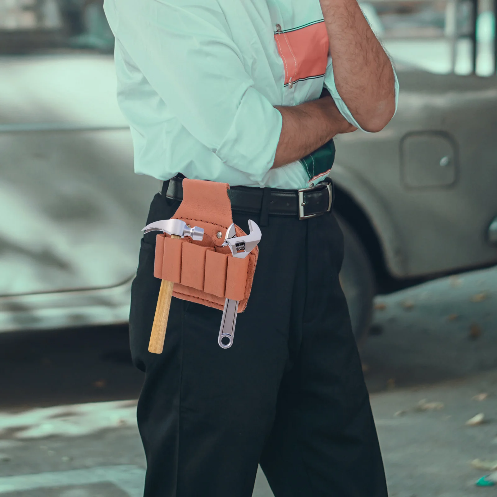 

Handcrafted Fake Tool Pouch Belt For Scaffold Wrenches Hex Wrenches Durable Lightweight Clip On Organizer Portable Tool