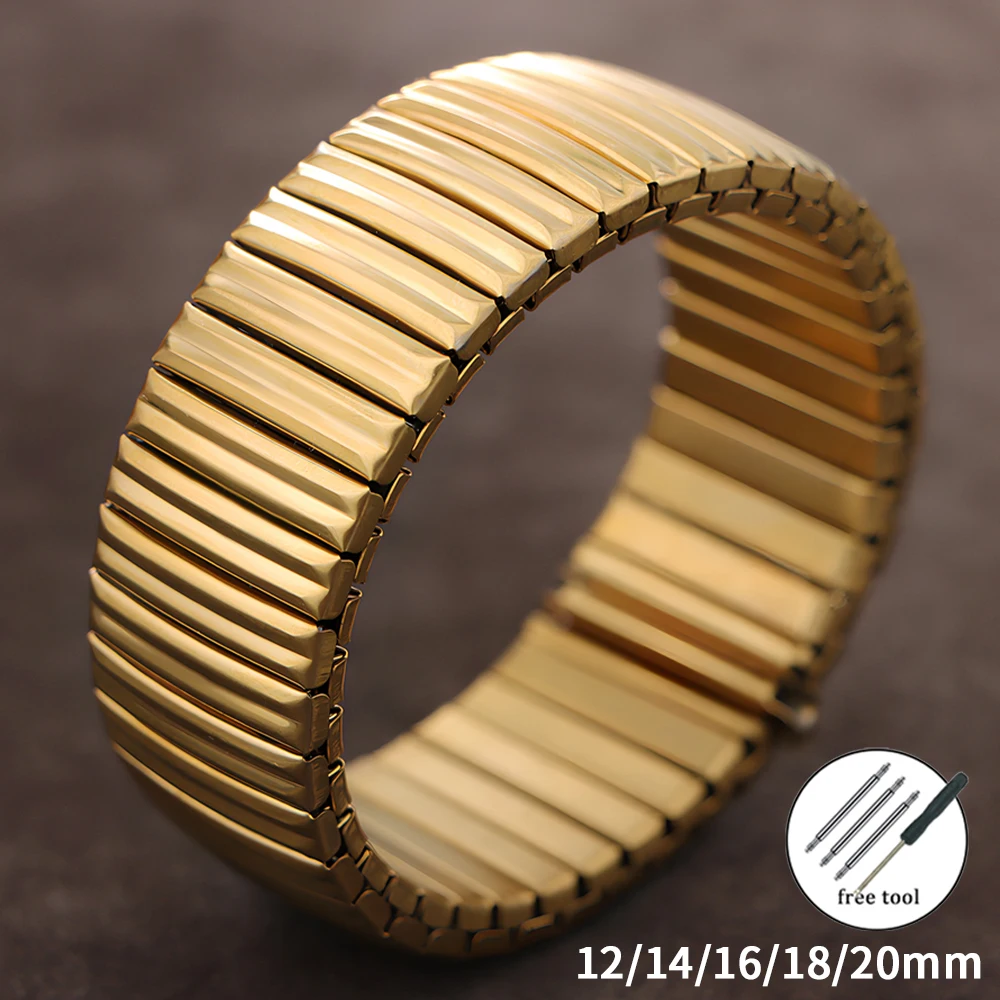 Watch Strap Stainless Steel Elastic Watchband 12mm 14mm 16mm 18mm 20mm Universal Wrist Band Expansion Metal Bracelet Accessories
