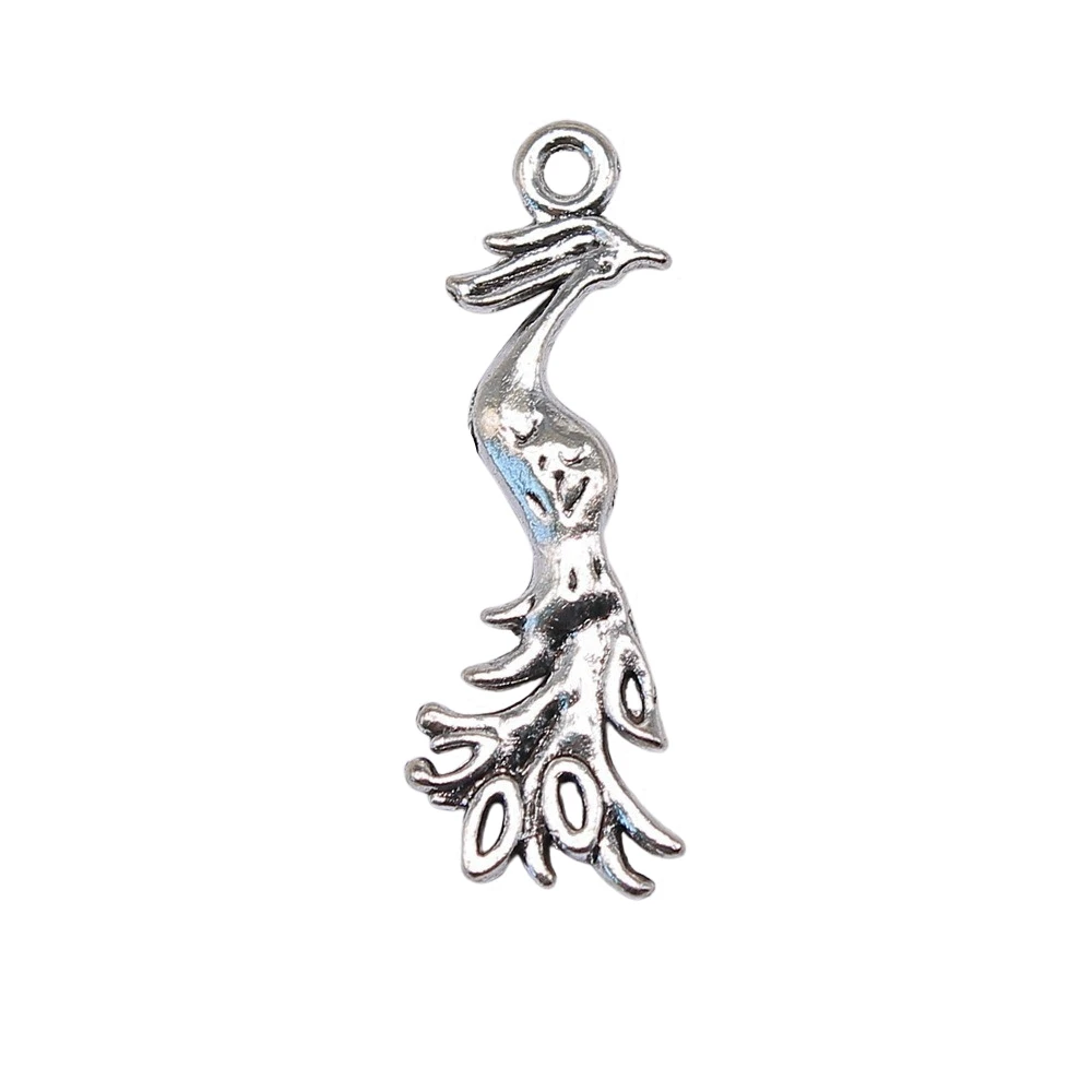 Antique Silver Color Chinese-Style Crane Charms Handmade Jewelry Making Accessories Zinc Alloy