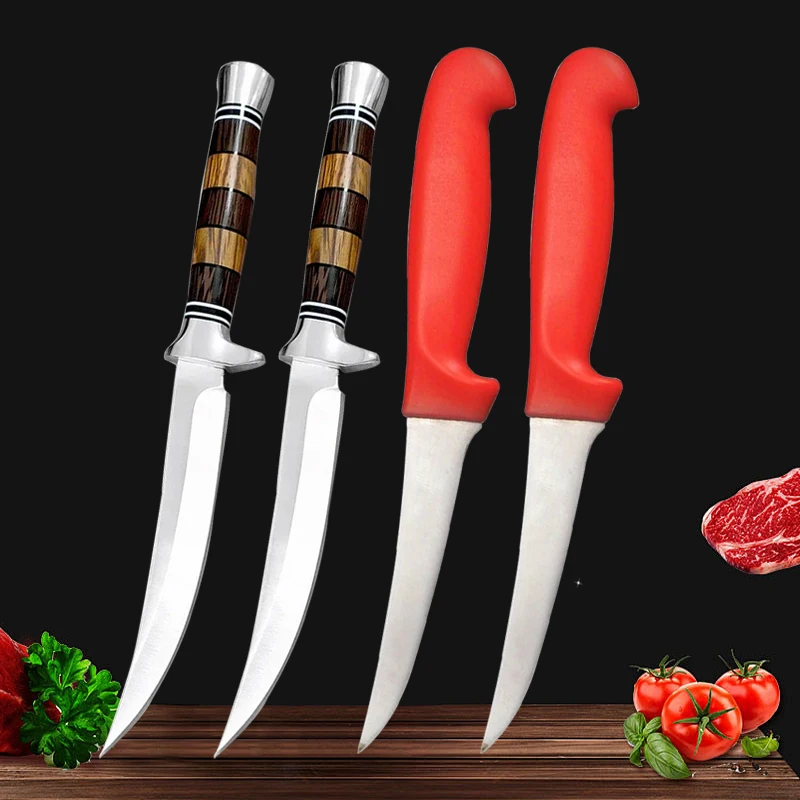 Professional Kitchen Knives 6inch Boning Knife BBQ Knife Fish Slicing Fruit Cutting Stainless Steel Chef Knife with Knife Sheath