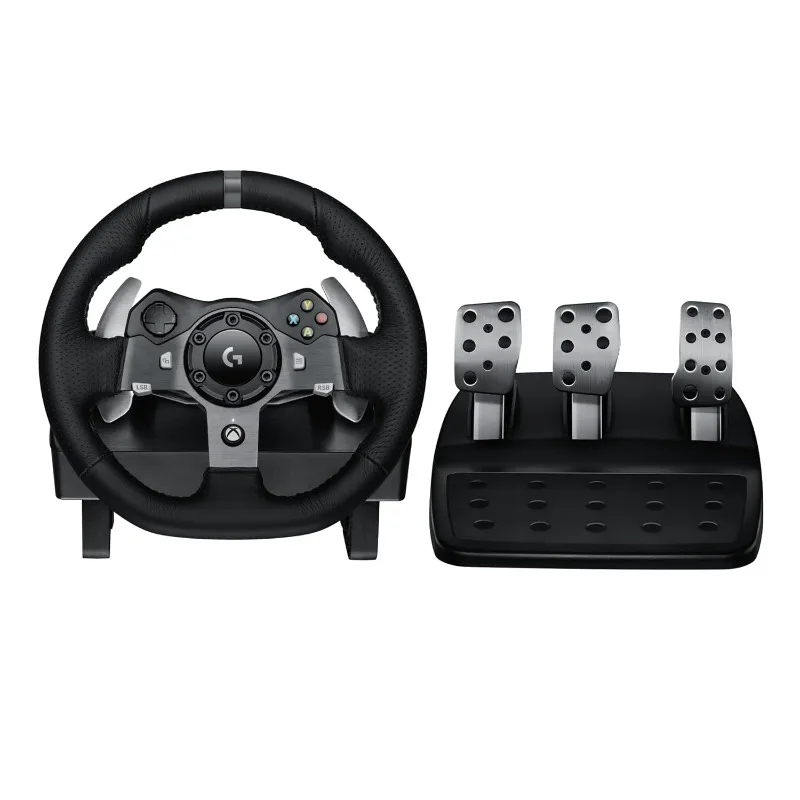 Гоночное колесо и напольные педали Logitech G920 Driving Force, обратная связь Real Force, лопастные переключатели из нержавеющей стали, кожа