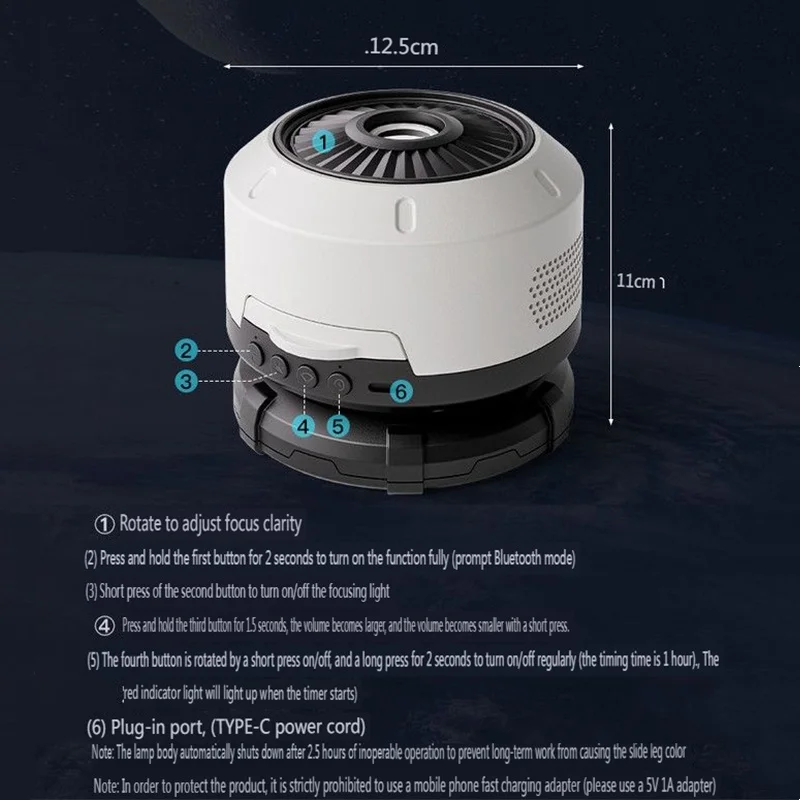 Veilleuse pour projecteur Galaxy avec haut-parleur Bluetooth, lampe de projecteur ciel étoilé avec 13 diapositives, mise au point réglable HD pour la décoration de la maison