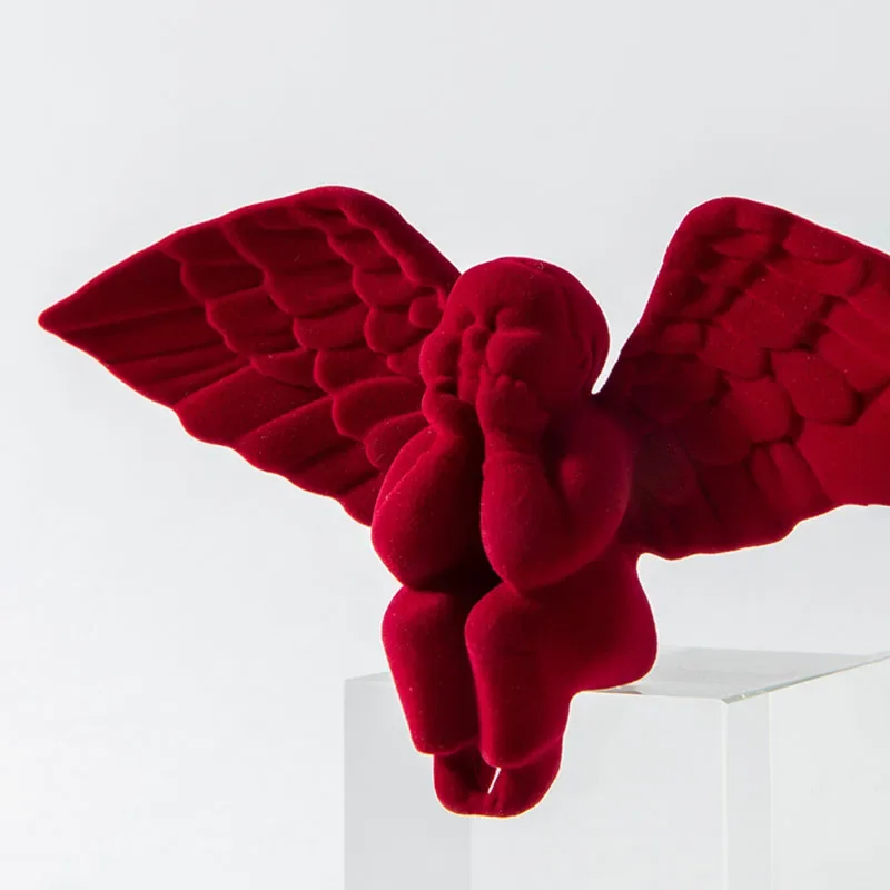 

Nordic Home Decor Angel Figurines Living Room Desktop Ornament Figure Resin Statue Office Decoration Flocking Small Sculpture