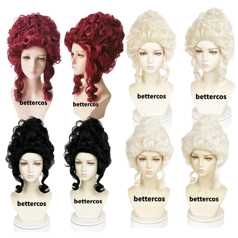 Marie Antoinette Cosplay Wigs Costume Accessory Princess Medium Curly Heat Resistant Synthetic Hair Wig + Wig Cap