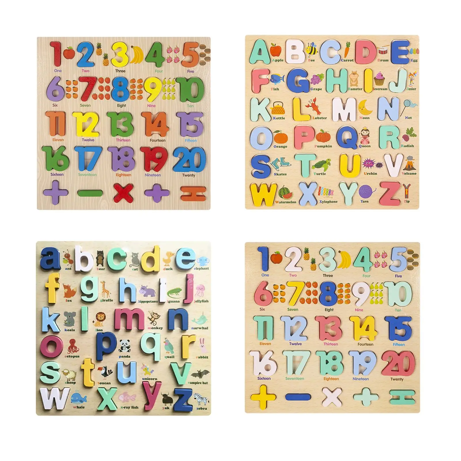 Wood Pegged Puzzle Boards Jigsaw Board Children's Alphabet Puzzle Boards for Age