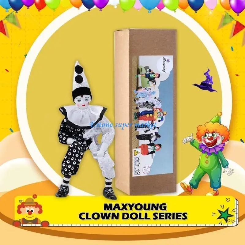 

090B Марионетка Арлекиновая фарфоровая кукольная орнамент для пар, друг или любители дома