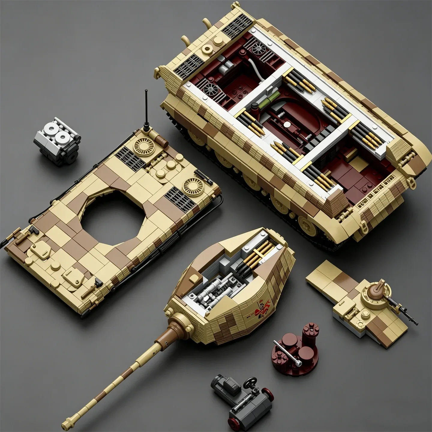 new-army's-invincible-armored-beast-panzer-vi-“tiger-ii”-model-kit-puzzle-assembled-building-blocks