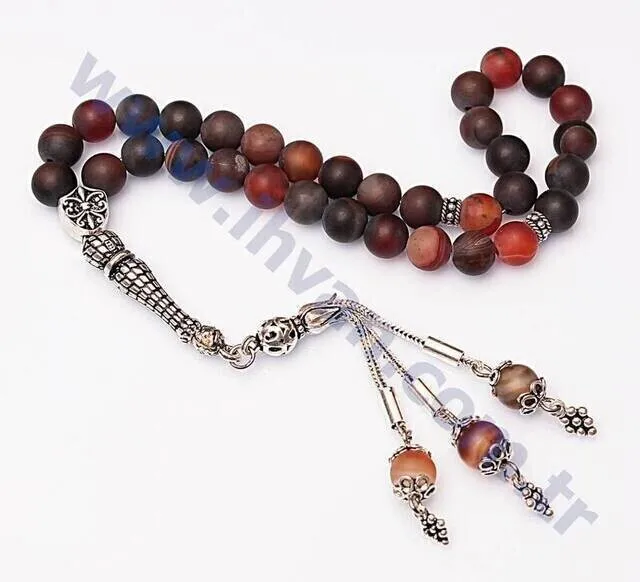 IQRAH Agate Stone Rosary (925 SETTING SILVER 8mm)