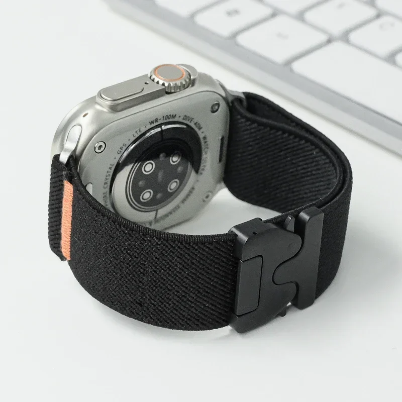 Armband mit Fallschirmriemen für Apple Watch Ultra 2, 49 mm, 45 mm, 46 mm, 44 mm, 42 mm, 40 mm, 41 mm, Armband für iWatch Series 10, 9, 8, 7, 6, 3, SE. – Detail 13