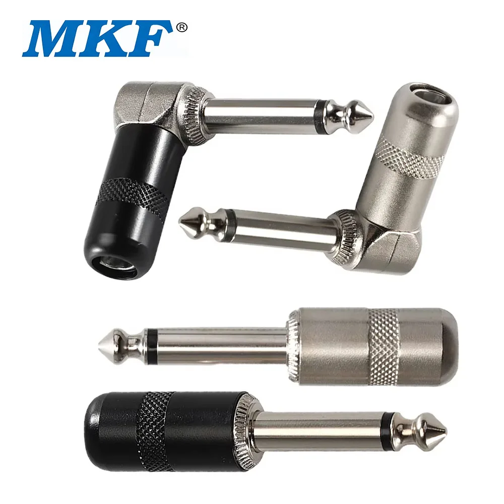 MKF 10pcs DIY Straight Right Angle Short Barrel 6.35mm TS Jack Plug Low Profile for Pedalboard Patch Cable