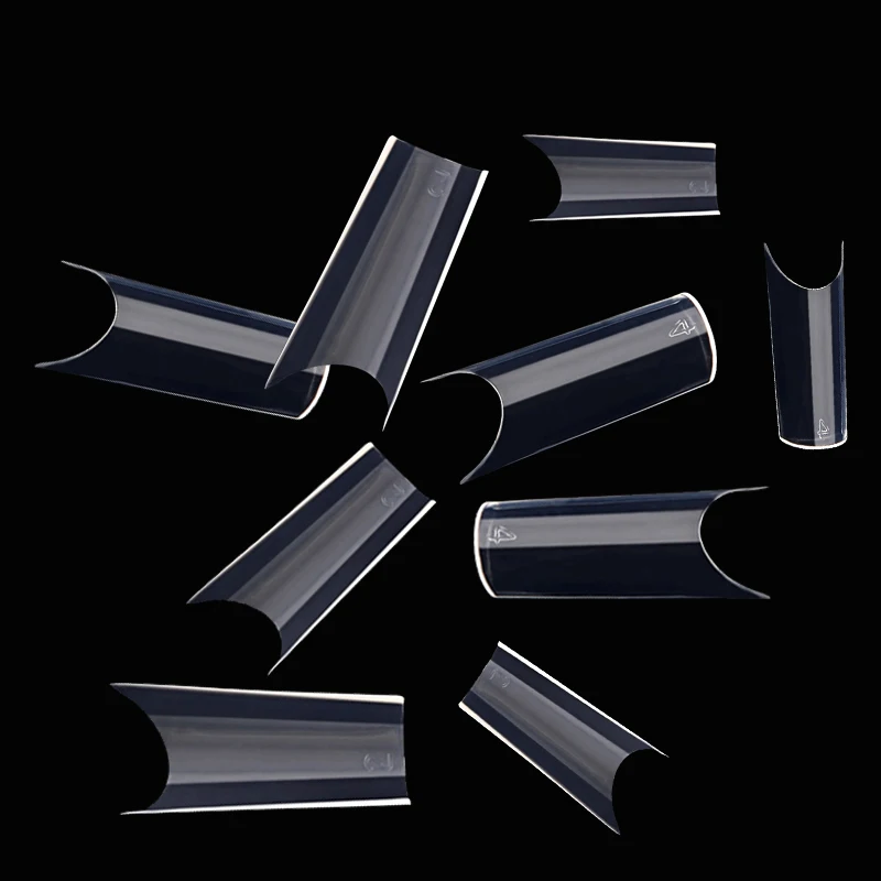 False Nails Tips 500pcs Full Cover Artificial Art Nails Completely Curved Fake Nail Tips Transparent  DIY Manicure Clear - 图片 3