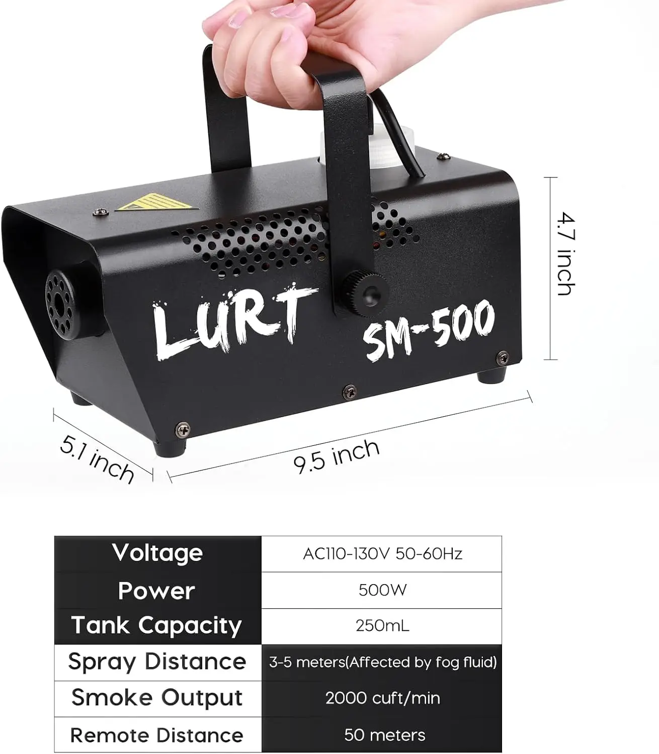 フォグマシン 500W ミニ リモコン付き、オートモード、2000CFM、パーティー、ハロウィン、結婚式、ステージ、屋内用ポータブル