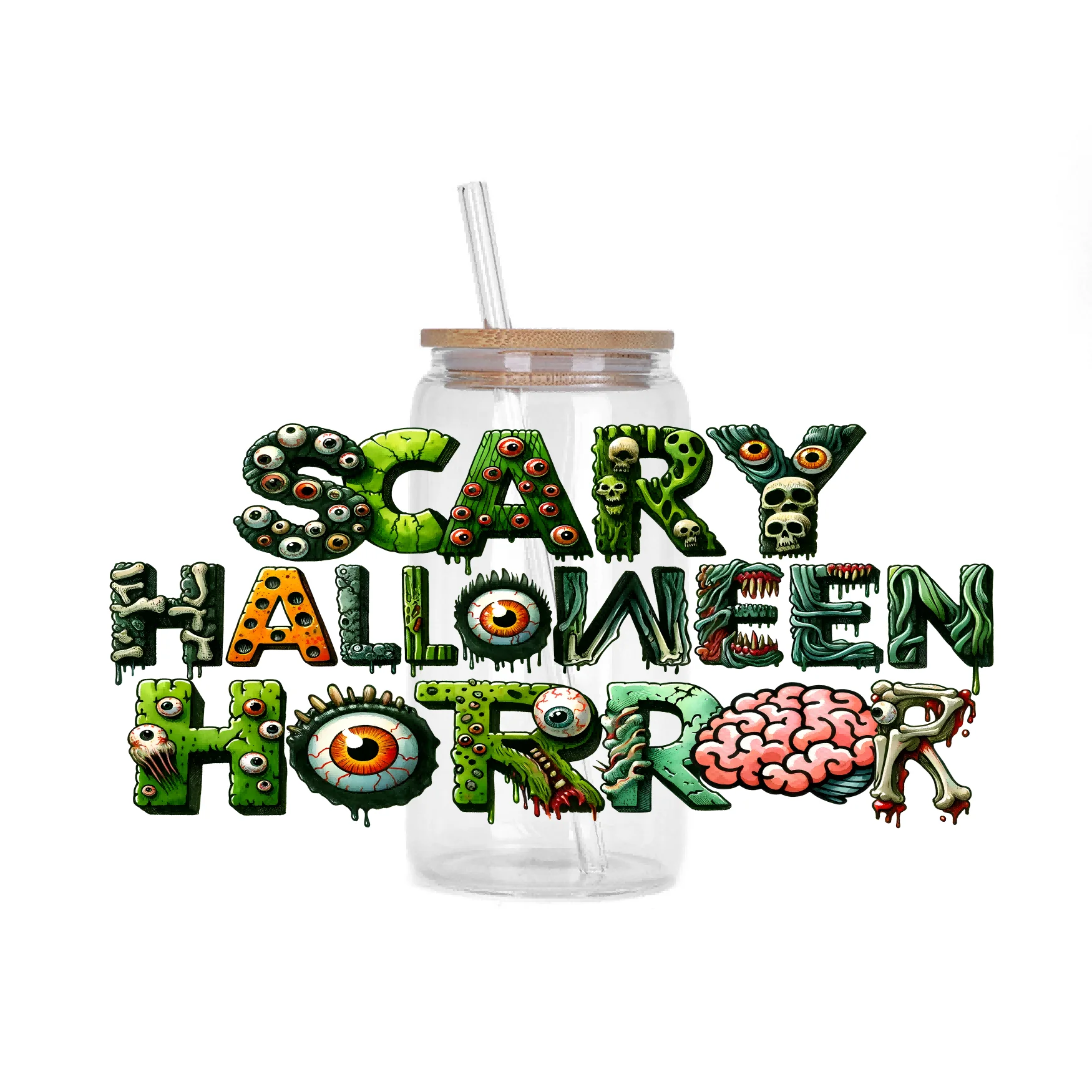 

Zombie Art Designs Cup Wraps Glass Libbey Can Bottle Selfadhesive 16oz Cup Scary Halloween UV DTF Transfer Sticker Cup Wraps