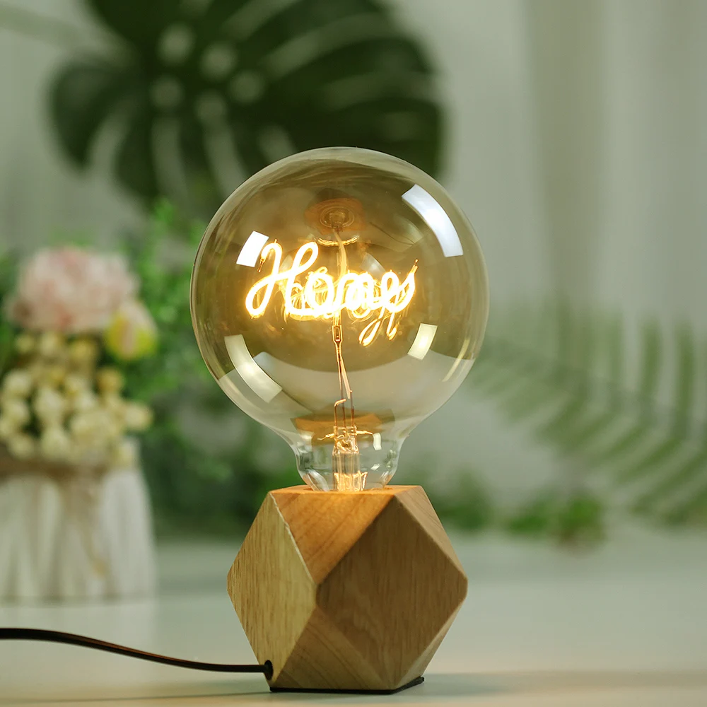 TIANFAN G125 LED Edison Bulb with Alphabet Love Home Dream E27 Screw Base Dimmable Amber 110v 220v for Decorative Lighting