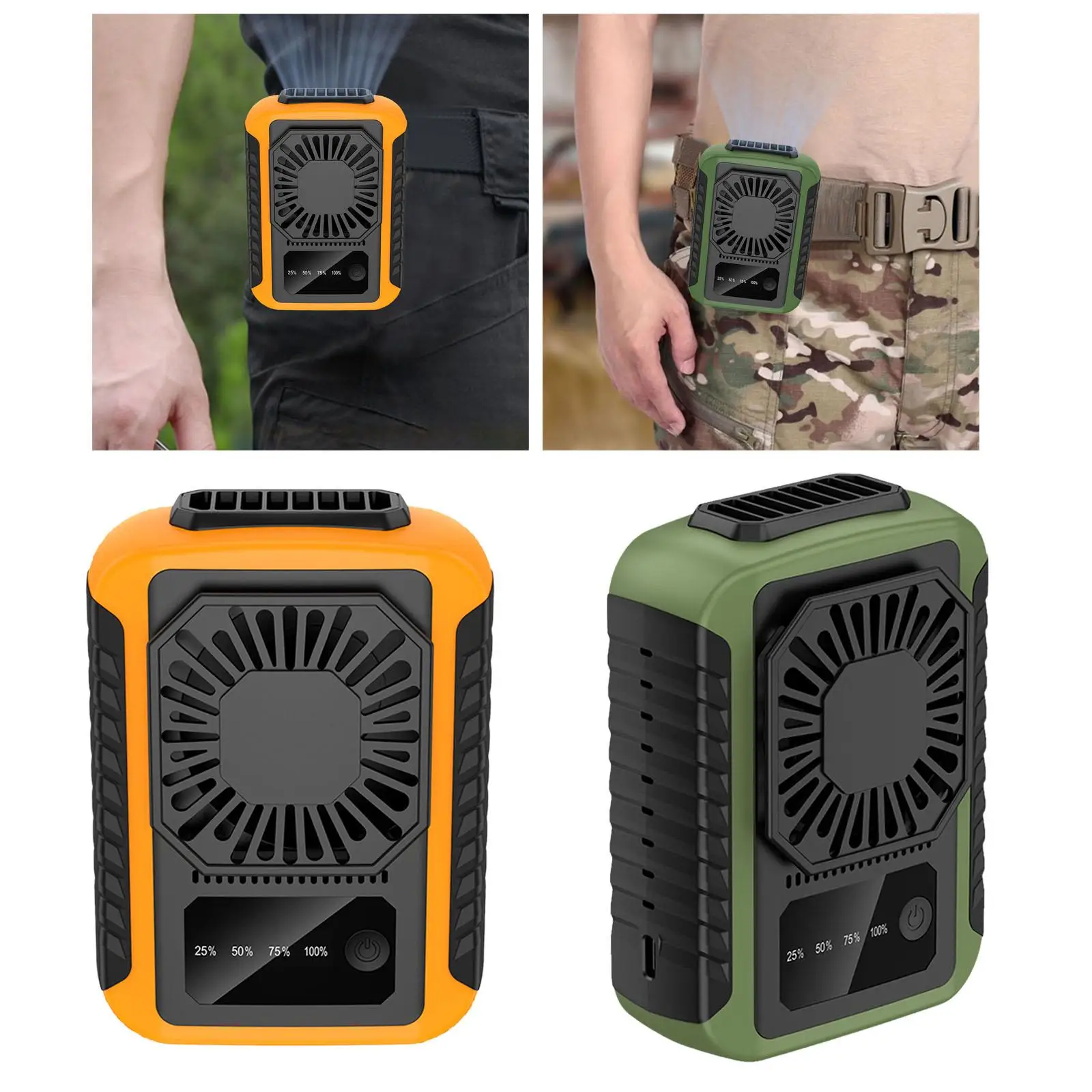 Waist Clip Fan Battery Operated Mute Power Bank Cooling Fan Necklace Fan for Running Construction Site Climbing Hiking Fishing