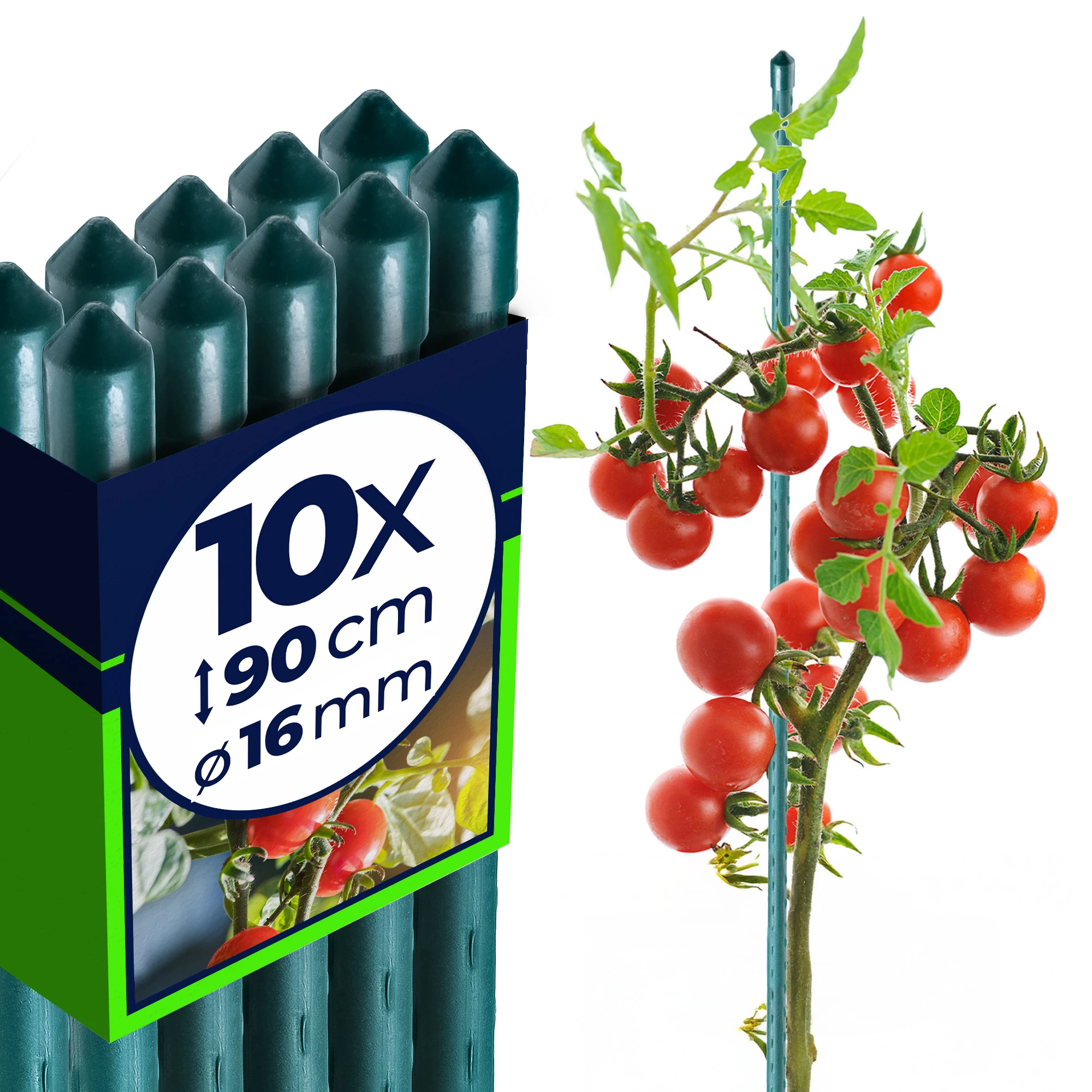 Plantenpaal 90cm Paal Tomatenpaal met brandstofcoating 16mm 10 stuks